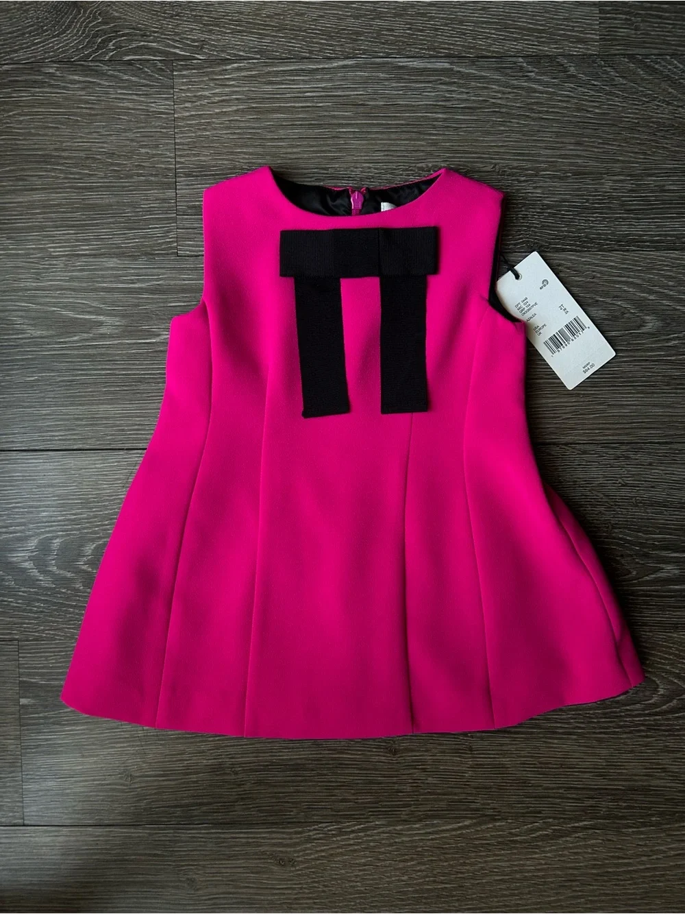 Girls' Bright Fuchsia Formal Dress with Black Bow Size 2T